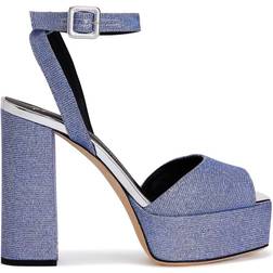 Giuseppe Zanotti glittered platform sandals women Leather/Leather/Fabric/Glitter/Water Adhesive/Cotton Blue