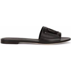 Dolce & Gabbana DG Millennials logo slides women Calf Leather/Calf Leather/Goat Skin/Leather Black