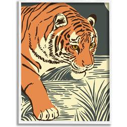 Stupell Industries Contemporary Tiger Jungle Nature White Framed Art 11x14"
