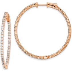 Quality Gold Round Hinged Hoop Earrings - Rose Gold/Transparent