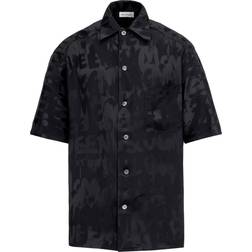Alexander McQueen Graffiti-jacquard short-sleeve shirt men Viscose Black