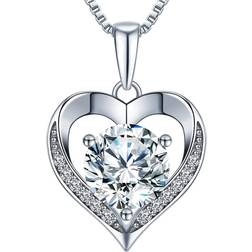 Onlylike I Love You Heart Pendant Necklace 2.0 ct - Silver/Diamonds