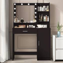 T1 Vanity with Mirror and Light Black Dressing Table 15.7x35.4"