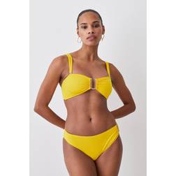 Detachable Strap Gold Trim Bikini Top Yellow