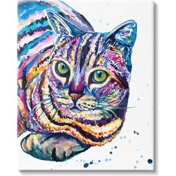 Stupell Industries Fun Striped Rainbow Cat Portrait Framed Art 16x20"