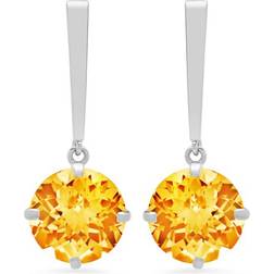 Max-Stone Round-Cut Drop Earrings - White Gold/Citrine