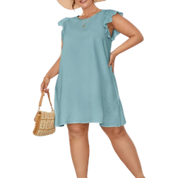 Shein VCAY Plus Ruffle Sleeve Tunic Dress