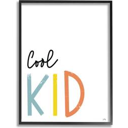 Stupell Industries Cool Kid Text Minimal Red Yellow Blue Typography Framed Art 24x30"