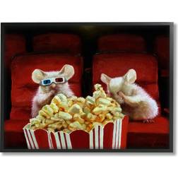 Stupell Industries Mice Movie Theater Popcorn Red/Black Framed Art 20x16"