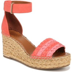 Franco Sarto Women's Clemens Raffia Espadrille Wedge Sandals Peach Fabric/Leather