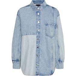 Pieces Oya Denim Shirt - Blue Denim