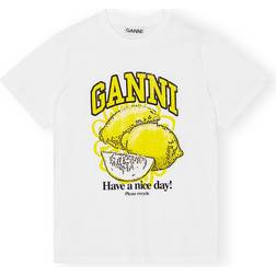 Ganni Relaxed Lemon T-shirt Unisex - Bright White