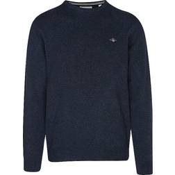 Gant Lambswool Sweater with round Neck - Dark Navy Melange