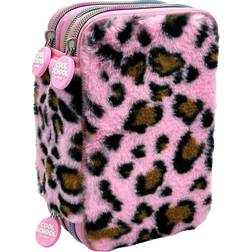 Tinka Triple Pencil Case Leopard Pink