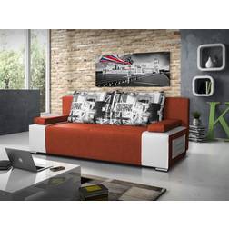 Livian White/Dark Orange Sofa 195cm 3-Sitzer