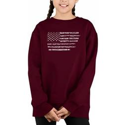 LA Pop Art Girl's Glory Hallelujah Flag Word Crewneck Sweatshirt - Maroon