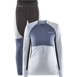 Craft Sportswear Women's Core Wool Mix Base Layer Sets - Sulfur/Flow