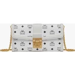 MCM Tracy Large Monogram Wallet on Chain - WHITE
