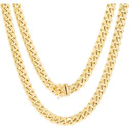 Nuragold Miami Cuban Link Chain Necklace 7.5mm - Gold