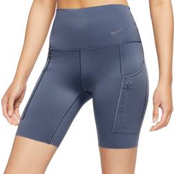 Nike Go Women's Firm-Support High-Waisted 8" Biker Shorts - Diffused Blue/Black