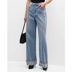 Agolde Dame High-Rise Cuffed Wide-Leg Jeans Blue