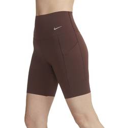 Nike Universa Women's Medium-Support High-Waisted 8" Biker Shorts - Earth/Black