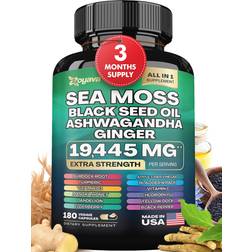 Zoyava Sea Moss Black Seed Ashwagandha Ginger Extra Strength 180