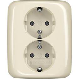 Busch-Jaeger Double socket, white, duroplast, 250V