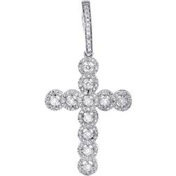 JFL Halo Cross Religious Pendant - White Gold/Diamonds