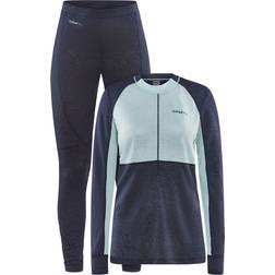 Craft Sportswear Women's Core Wool Mix Base Layer Sets - Blaze/Ice