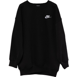 Nike Girl's Sportswear Club Fleece Oversized Sweatshirt - Black/White