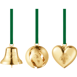 Georg Jensen Bell, Ball & Heart Gift Set Gold Christmas Tree Ornament 2.1" 3