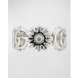 Gucci GG Marmont 10mm Sterling Silver Pearl Flower Ring