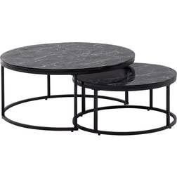 Wohnling Marble Look Black Couchtisch 80cm 2Stk.