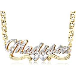 Jewenova Two Tone Personalized Name Necklace - Gold/Transparent