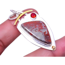 Noreena Handmade Pendant - Silver/Gold/Jasper/Garnet