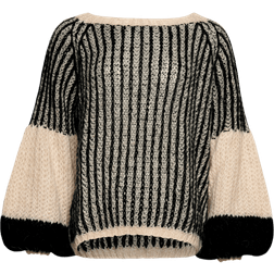 Noella Liana Knit Sweater - Cream/Black
