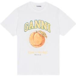 Ganni Relaxed Peach T-shirt - Bright White
