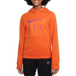 Nike Girl's Therma-FIT Basketball Hoodie - Safety Orange/White