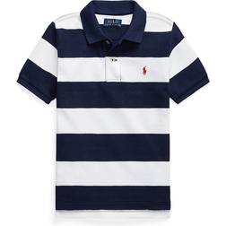 Polo Ralph Lauren Boy's Striped Cotton Mesh Polo Shirt - Navy/White