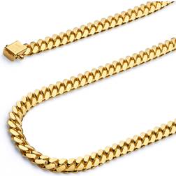Wellingsale Hollow Miami Cuban Chain Necklace - Gold