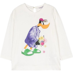 Monnalisa Kid's Daffy Ducky-Print Cotton Tunic - White