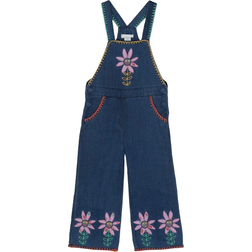 Stella McCartney Kids Kid's Floral-Embroidered Denim Dungarees - Indigo Blue/Multicolour