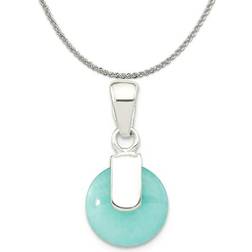 Ice Carat Polished Circle Pendant - Silver/Turquoise