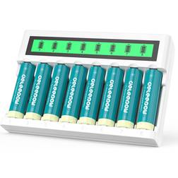 Deleepow AA & AAA Rechargeable Batteries 3300mAh & Charger 8-pack