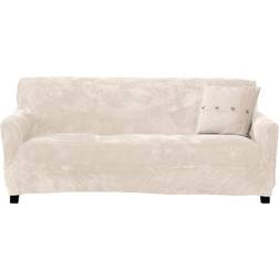 Great Bay Home Velvet Plush Stretch Loose Sofa Cover White (243.8x94)