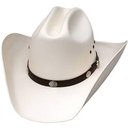 Western Express Natural Straw Western Cattleman Hat with Silver Concho Hat Band - Off White