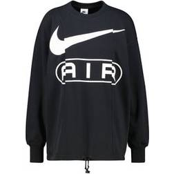 Nike Women's Air Over-Oversized French Terry Crew Neck Sweatshirt - Black/White