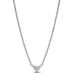 Pandora Triple Stone Heart Collier Necklace - Silver/Transparent