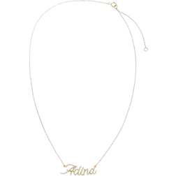 Adina Eden Script Name Necklace - Gold/Diamonds